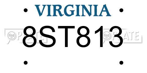 8ST813 Virginia License Plate