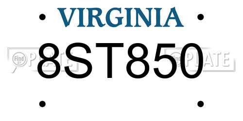 8ST850 Virginia License Plate