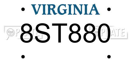 8ST880 Virginia License Plate