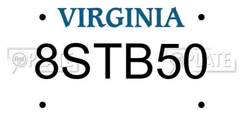 8STB50 Virginia License Plate