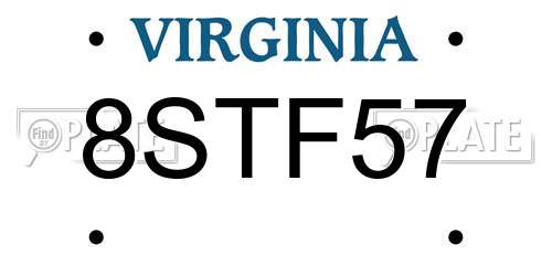 8STF57 Virginia License Plate