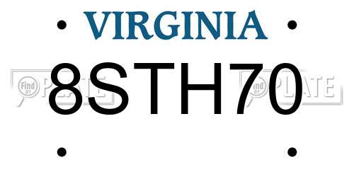 8STH70 Virginia License Plate