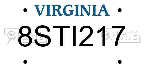 8STI217 Virginia License Plate