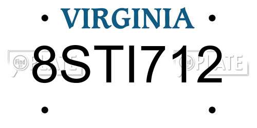 8STI712 Virginia License Plate