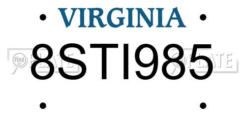 8STI985 Virginia License Plate