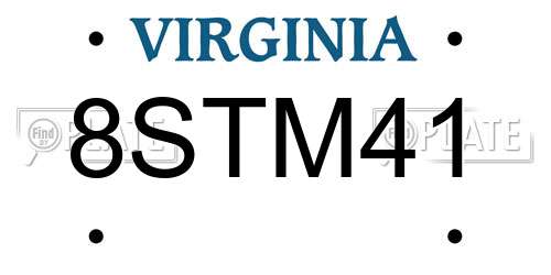 8STM41 Virginia License Plate