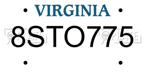 8STO775 Virginia License Plate