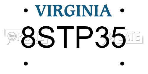 8STP35 Virginia License Plate