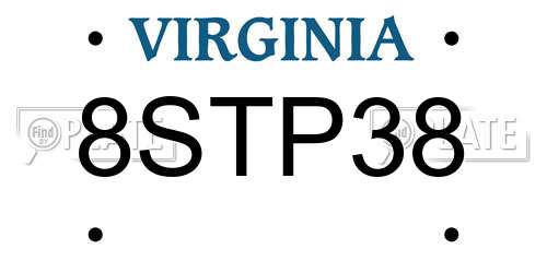 8STP38 Virginia License Plate