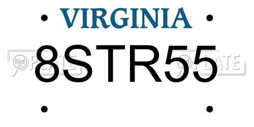 8STR55 Virginia License Plate