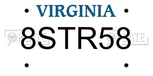8STR58 Virginia License Plate