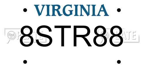 8STR88 Virginia License Plate