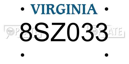 8SZ033 Virginia License Plate