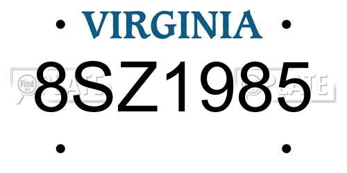 8SZ1985 Virginia License Plate