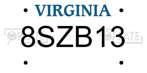 8SZB13 Virginia License Plate