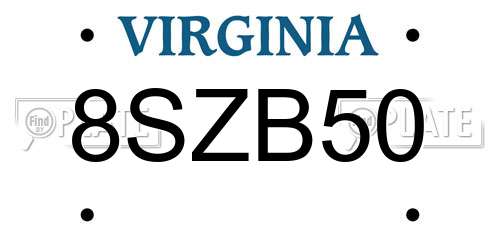 8SZB50 Virginia License Plate