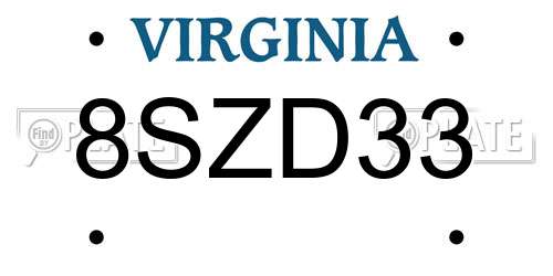 8SZD33 Virginia License Plate