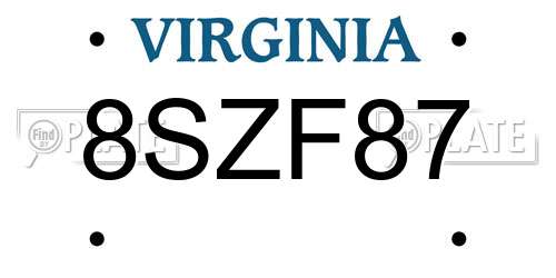 8SZF87 Virginia License Plate