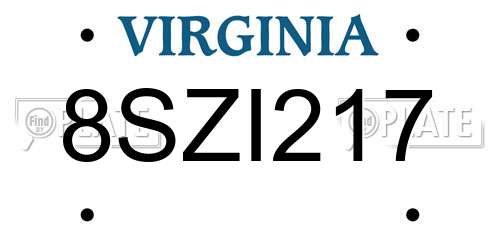 8SZI217 Virginia License Plate