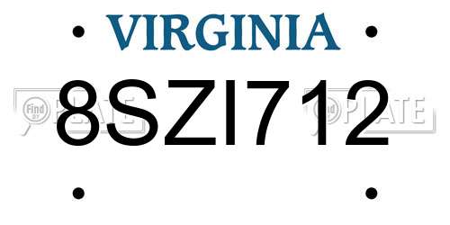 8SZI712 Virginia License Plate
