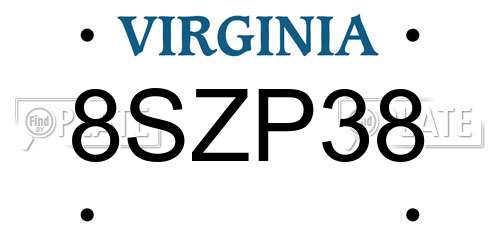 8SZP38 Virginia License Plate