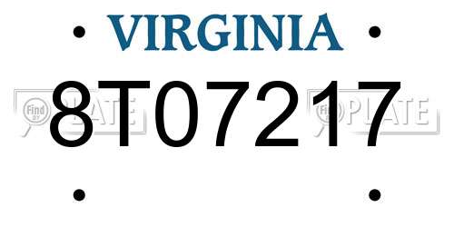8T07217 Virginia License Plate
