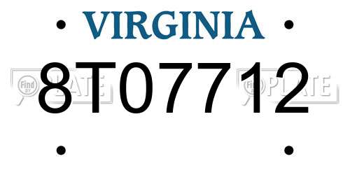 8T07712 Virginia License Plate