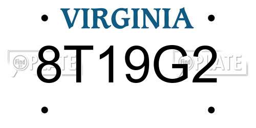 8T19G2 Virginia License Plate