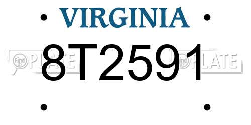 8T2591 Virginia License Plate