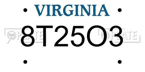 8T25O3 Virginia License Plate