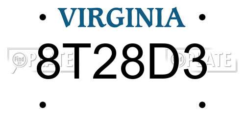8T28D3 Virginia License Plate