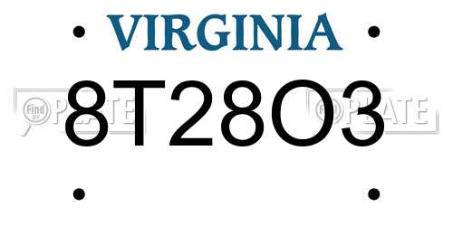 8T28O3 Virginia License Plate