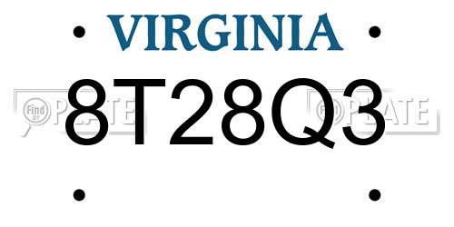8T28Q3 Virginia License Plate