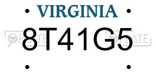 8T41G5 Virginia License Plate