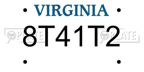 8T41T2 Virginia License Plate