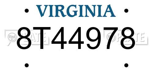 8T44978 Virginia License Plate