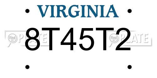 8T45T2 Virginia License Plate