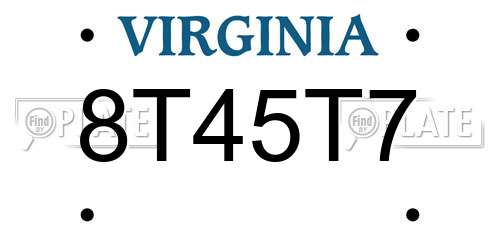 8T45T7 Virginia License Plate