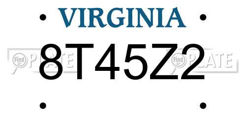 8T45Z2 Virginia License Plate