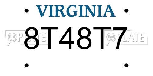 8T48T7 Virginia License Plate