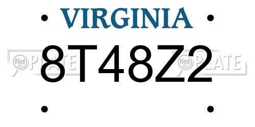 8T48Z2 Virginia License Plate