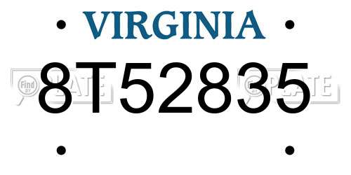8T52835 Virginia License Plate