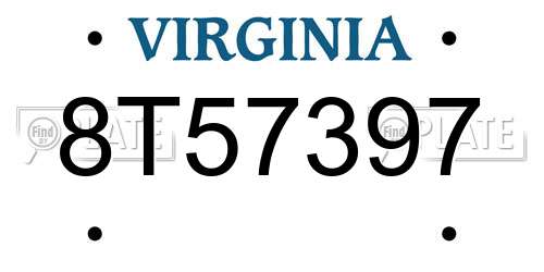 8T57397 Virginia License Plate