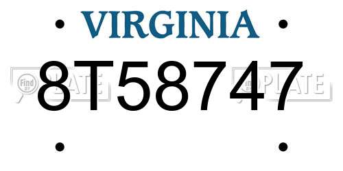 8T58747 Virginia License Plate