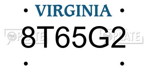 8T65G2 Virginia License Plate