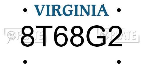 8T68G2 Virginia License Plate