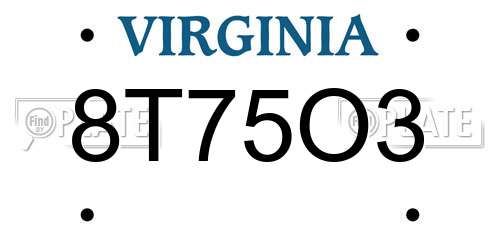 8T75O3 Virginia License Plate