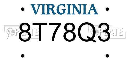 8T78Q3 Virginia License Plate