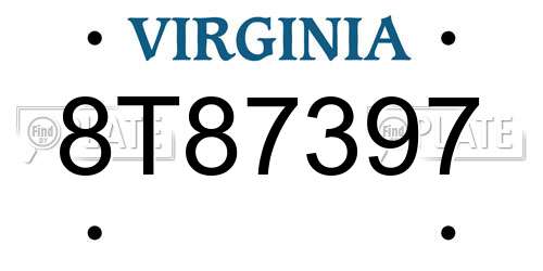8T87397 Virginia License Plate