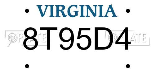 8T95D4 Virginia License Plate